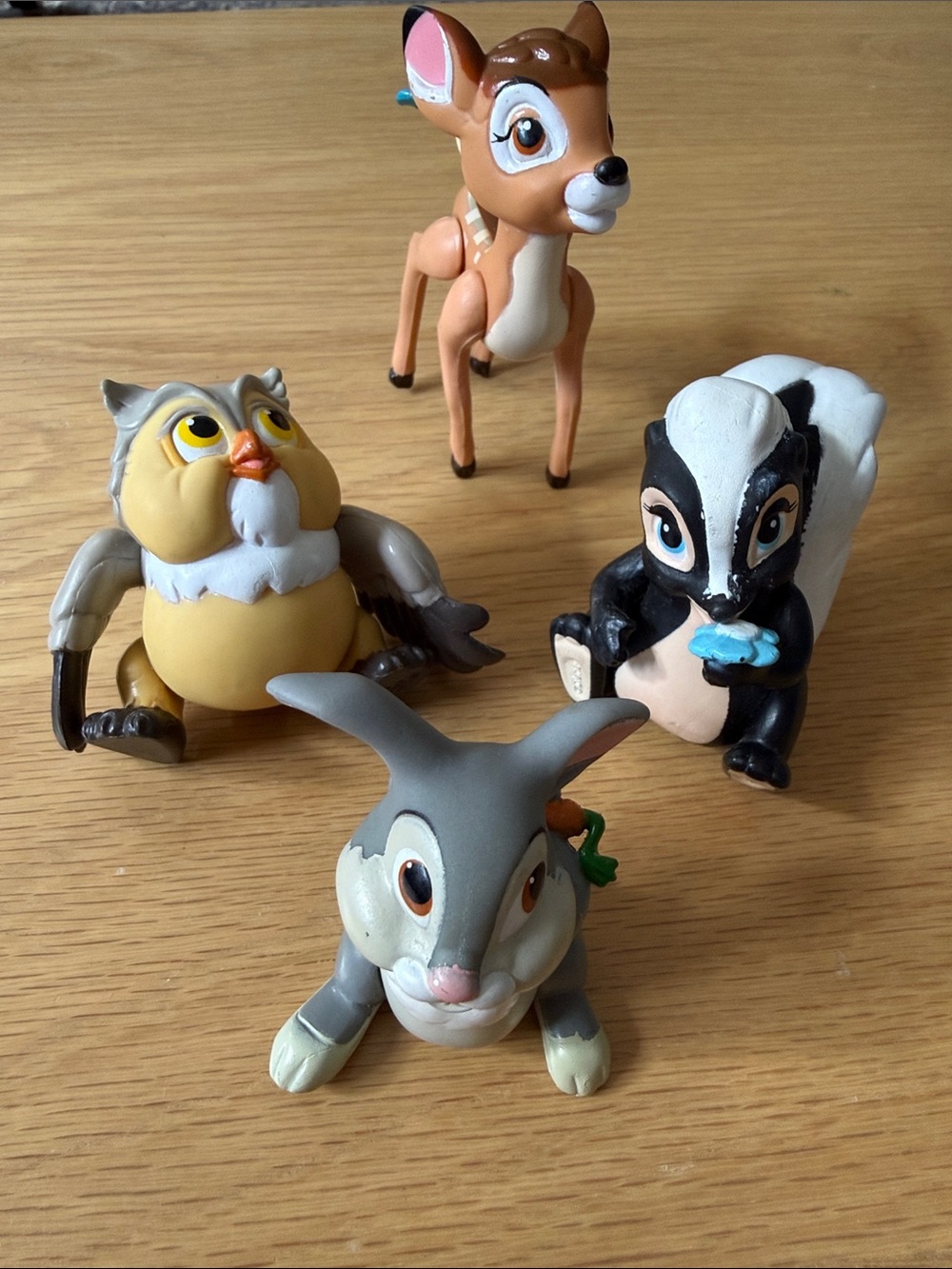 Set of 4 Disney Toy Bambi Figures (Bambi, Thumper, Owl, Flower)